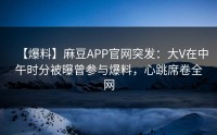 【爆料】麻豆APP官网突发：大V在中午时分被曝曾参与爆料，心跳席卷全网
