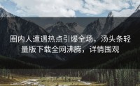 圈内人遭遇热点引爆全场，汤头条轻量版下载全网沸腾，详情围观