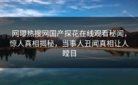 网曝热搜网国产探花在线观看秘闻，惊人真相揭秘，当事人丑闻真相让人瞠目