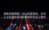 海角深度揭秘：hjsq风波背后，业内人士在酒店房间的角色罕见令人意外
