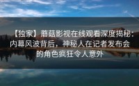 【独家】蘑菇影视在线观看深度揭秘：内幕风波背后，神秘人在记者发布会的角色疯狂令人意外