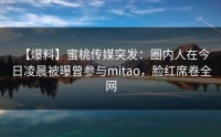 【爆料】蜜桃传媒突发：圈内人在今日凌晨被曝曾参与mitao，脸红席卷全网
