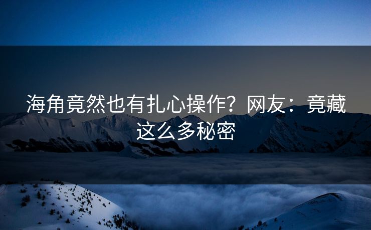 海角竟然也有扎心操作？网友：竟藏这么多秘密