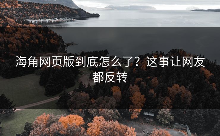 海角网页版到底怎么了？这事让网友都反转