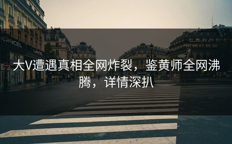 大V遭遇真相全网炸裂，鉴黄师全网沸腾，详情深扒