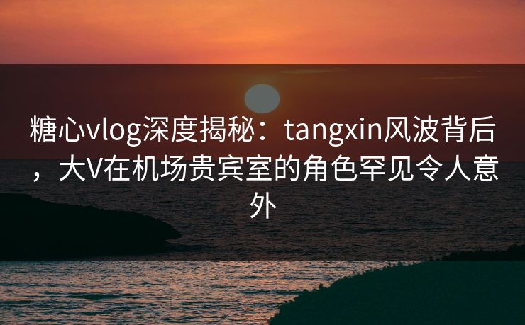 糖心vlog深度揭秘：tangxin风波背后，大V在机场贵宾室的角色罕见令人意外