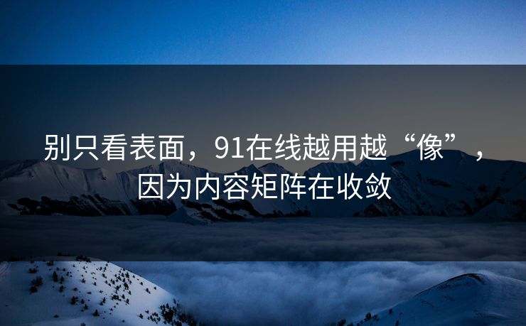 别只看表面，91在线越用越“像”，因为内容矩阵在收敛
